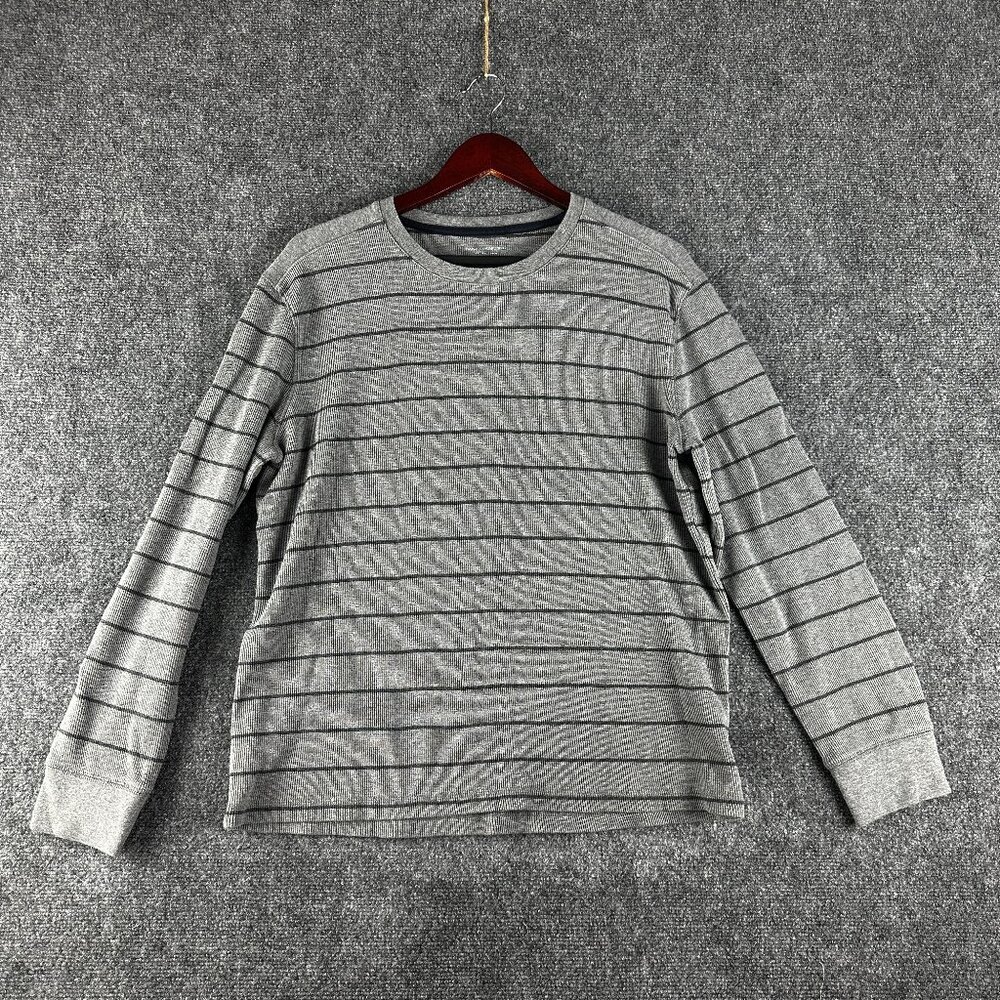 Banana Republic Shirt Mens Large Gray Cotton Knit Long Sleeve Fitted Crew Pullov